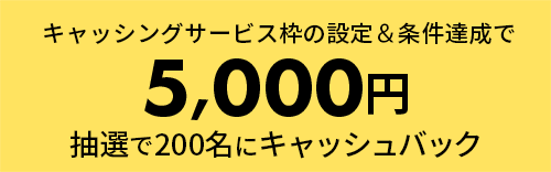 キャッシングサービス枠の設定&条件達成で5,000円 抽選で200名にキャッシュバック