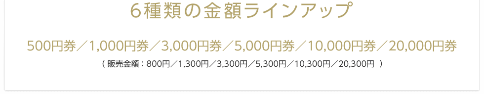 6種類の金額ラインアップ