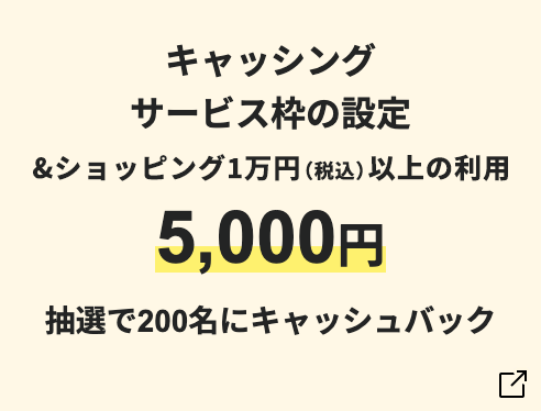 キャッシングサービス枠の設定＆ショッピング1万円（税込）以上の利用5,000円抽選で200名にキャッシュバック