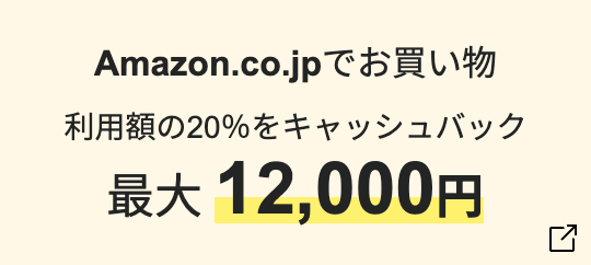 Amazon.co.jpでお買い物 利用額の20％をキャッシュバック 最大12,000円