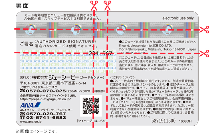 カード裏面切断箇所