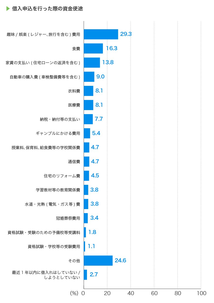 借入申込を行った際の資金使途