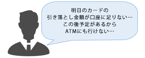 明日のカードの引き落とし金額が口座に足りない…この後予定があるからATMにも行けない…