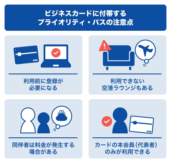 ビジネスカードに付帯するプライオリティ・パスの注意点