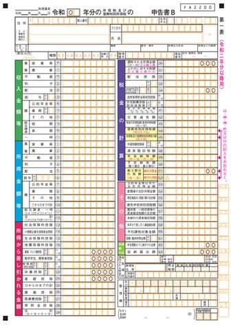 確定申告書B 第一表