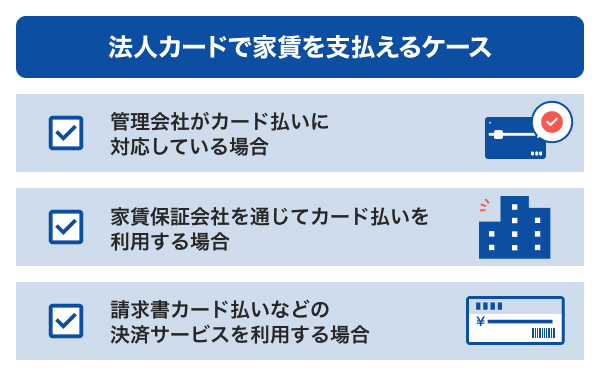法人カードで家賃を支払えるケース