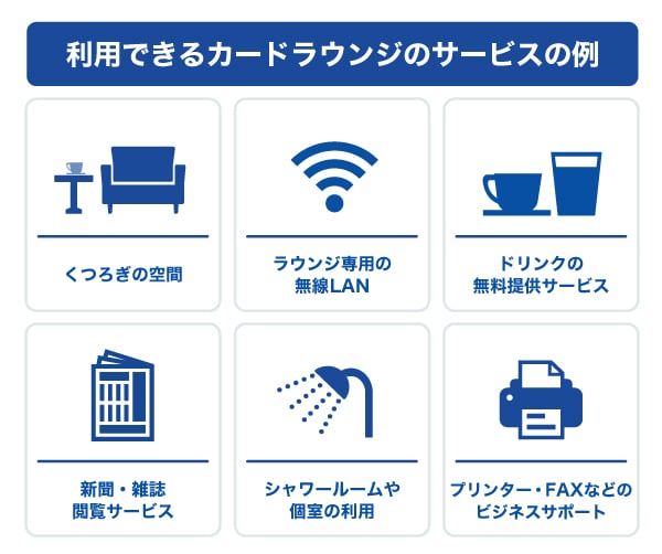 利用できるカードラウンジのサービスの例