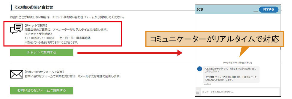 コミュニケーターがリアルタイムで対応