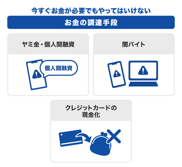 今すぐお金が必要でもやってはいけないお金の調達手段