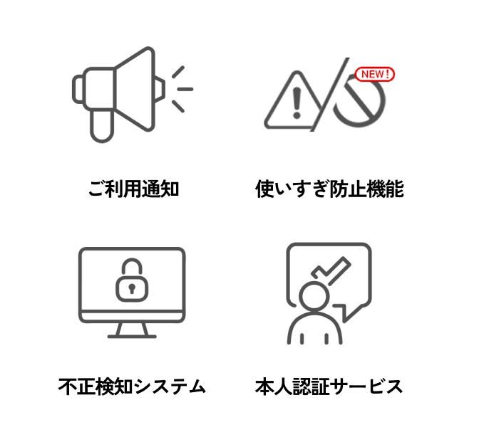 ご利用通知・使いすぎ防止機能・不正検知システム・本人認証サービス