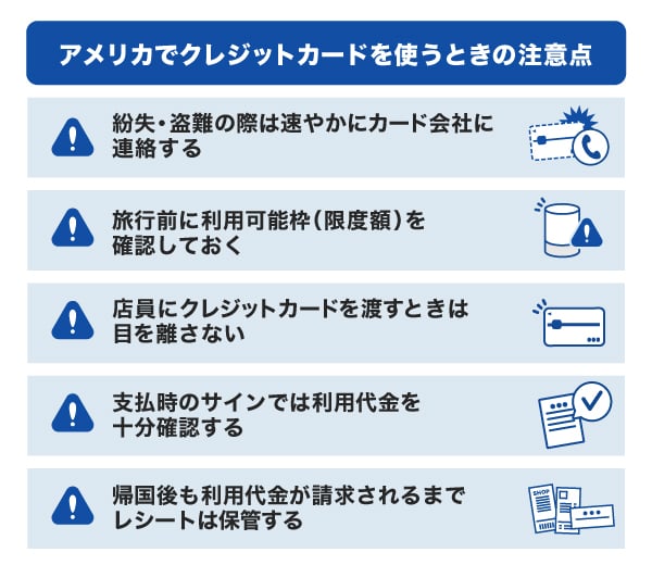 アメリカでクレジットカードを使うときの注意点