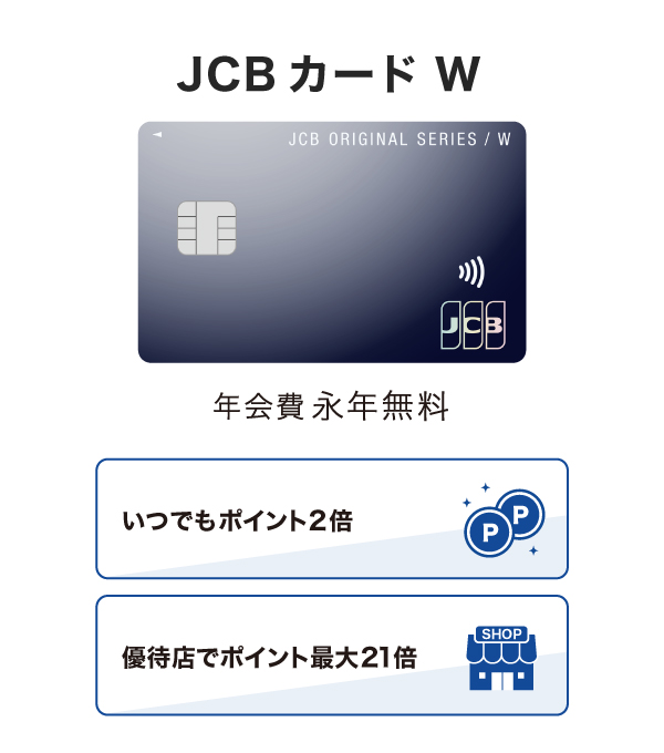年会費無料!いつでもポイント2倍「JCB カード W」