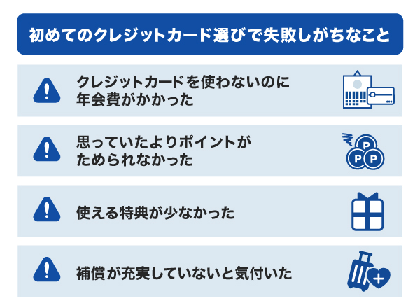 初めてのクレジットカード選びで失敗しがちなこと