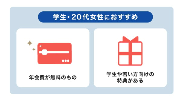 学生・20代の女性におすすめのクレジットカードの特徴