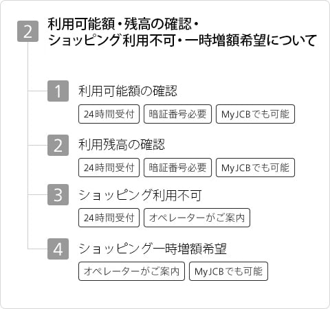 2 利用可能額・残高の確認・ショッピング利用不可・一時増額希望について