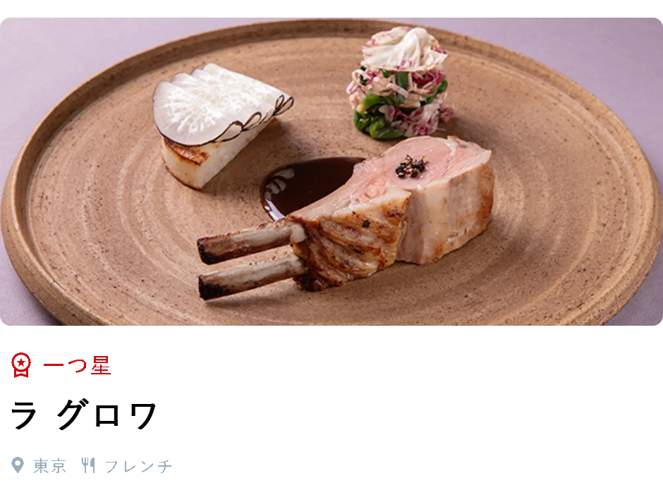 一つ星、ラ グロワ、東京、フレンチ