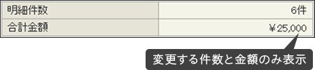 変更する件数と金額のみ表示