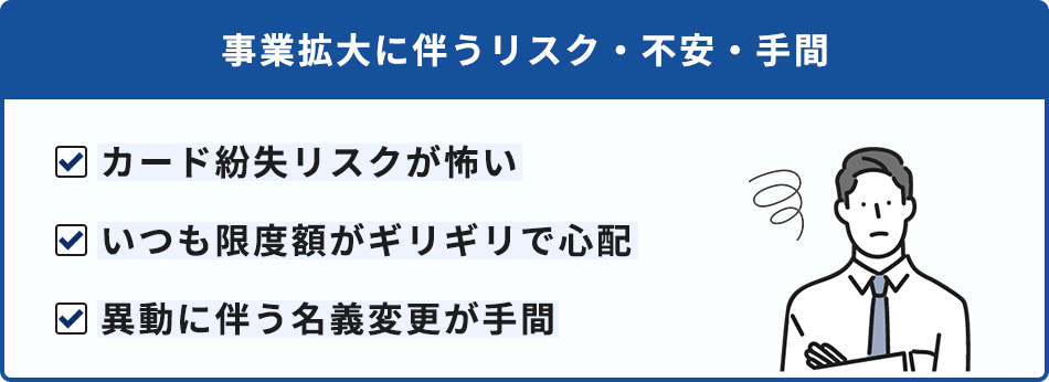 事業拡大に伴うリスク・不安・手間