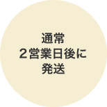 通常2営業日後に発送