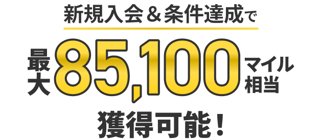 新規入会&条件達成で最大85,100マイル相当獲得可能！