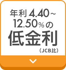 年利4.40～12.50％の低金利（JCB比）