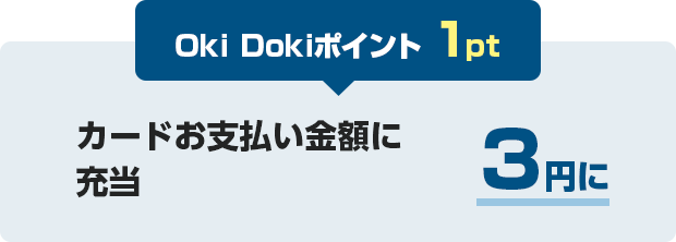 Oki Dokiポイント 1ポイント カードお支払いへの充当額 3円に