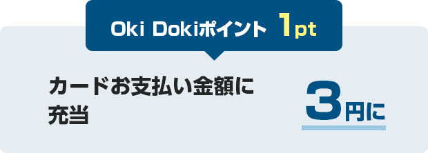 Oki Dokiポイント 1pt カードお支払い金額に充当 3円に