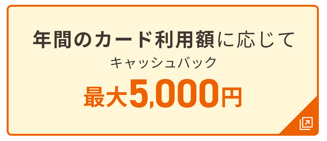 年間のカード利用額に応じてキャッシュバック最大5,000円
