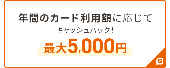 年間のカード利用額に応じてキャッシュバック！最大5,000円