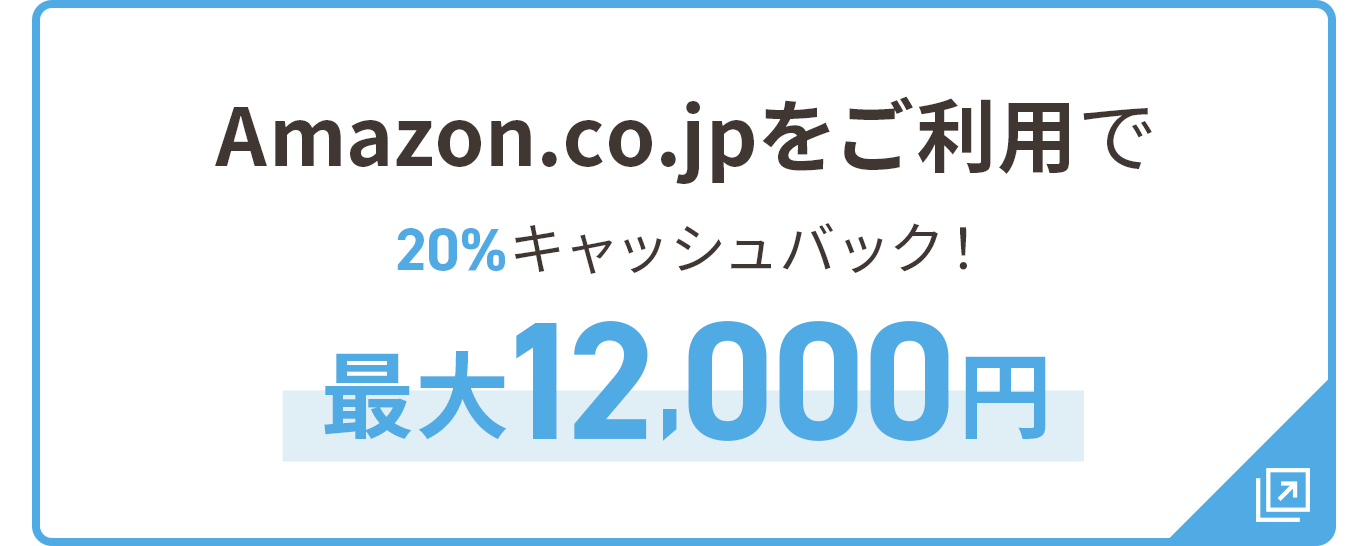 Amazon.co.jpをご利用で20%キャッシュバック！最大12,000円