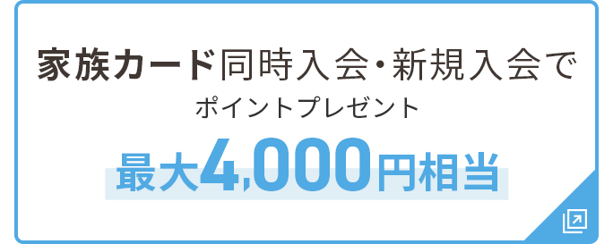 家族カード同時入会・新規入会でポイントプレゼント 最大4,000円相当
