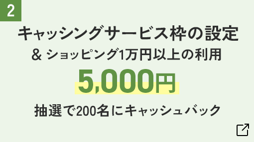 キャッシングサービス枠の設定 & ショッピング1万円以上の利用 5,000円 抽選で200名にキャッシュバック
