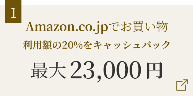 Amazon.co.jpでお買い物 利用額の20％をキャッシュバック 最大23,000円