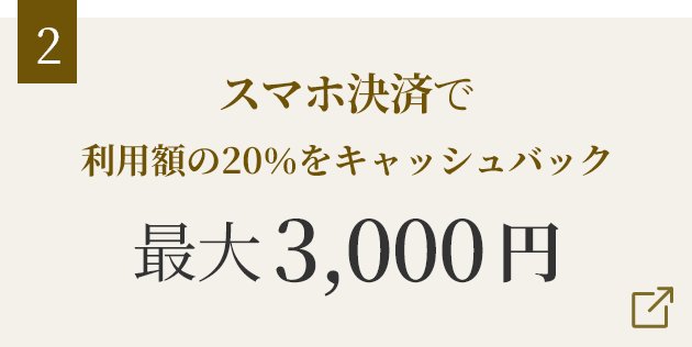 スマホ決済で利用額の20％をキャッシュバック 最大3,000円