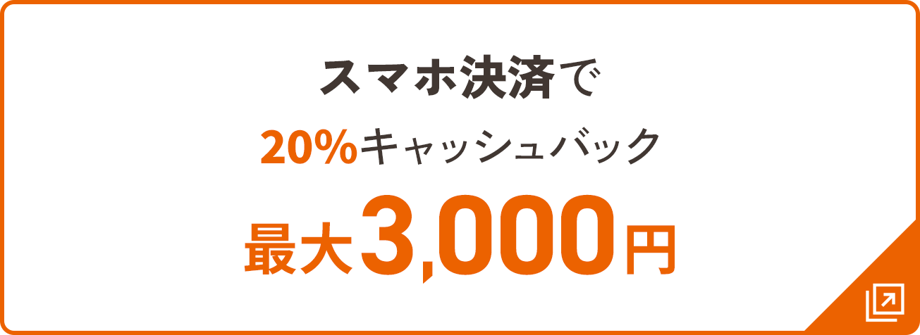 スマホ決済で20%キャッシュバック 最大3,000円