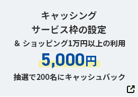キャッシングサービス枠の選択 5,000円 抽選で200名にキャッシュバック