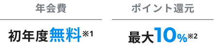 年会費初年度無料※1 ポイント還元最大10％※2