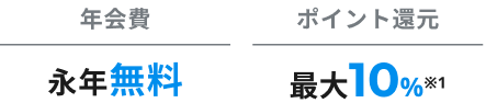 年会費永年無料 ポイント還元最大10％※1