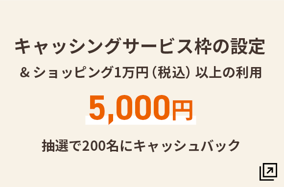 キャッシングサービス枠の設定&ショッピング1万円（税込）以上の利用 5,000円 抽選で200名にキャッシュバック