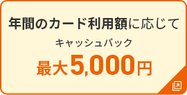 年間のカード利用額に応じてキャッシュバック 最大 5,000円