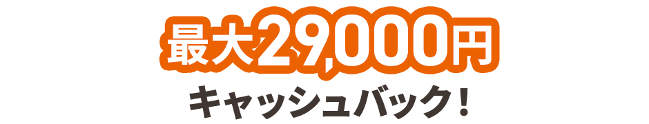 最大29,000円キャッシュバック！