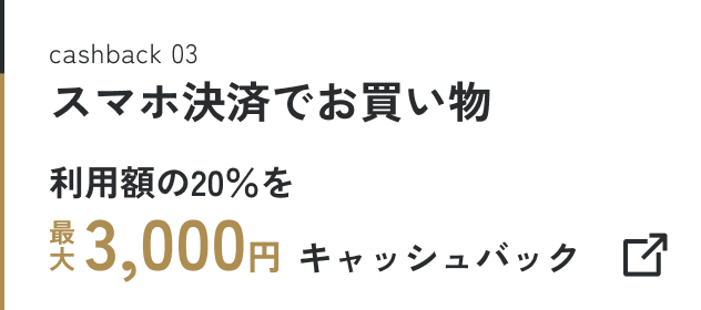 スマホ決済でお買い物 利用額の20％を最大3,000円キャッシュバック
