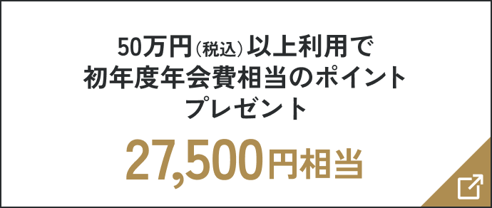 50万円（税込）以上利用で初年度年会費相当のポイントプレゼント 27,500円相当