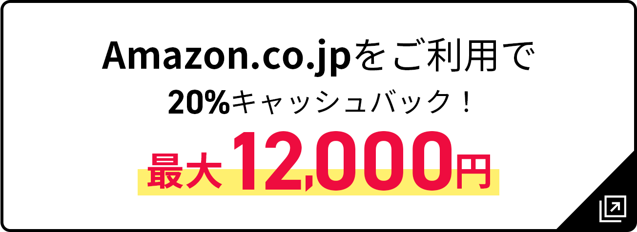 Amazon.co.jpをご利用で20%キャッシュバック！最大12,000円