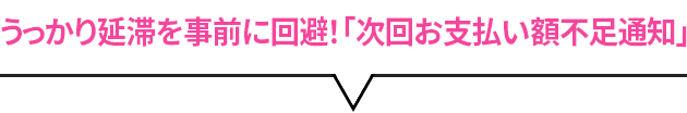 うっかり延滞を事前に回避！「次回お支払い額不足通知」