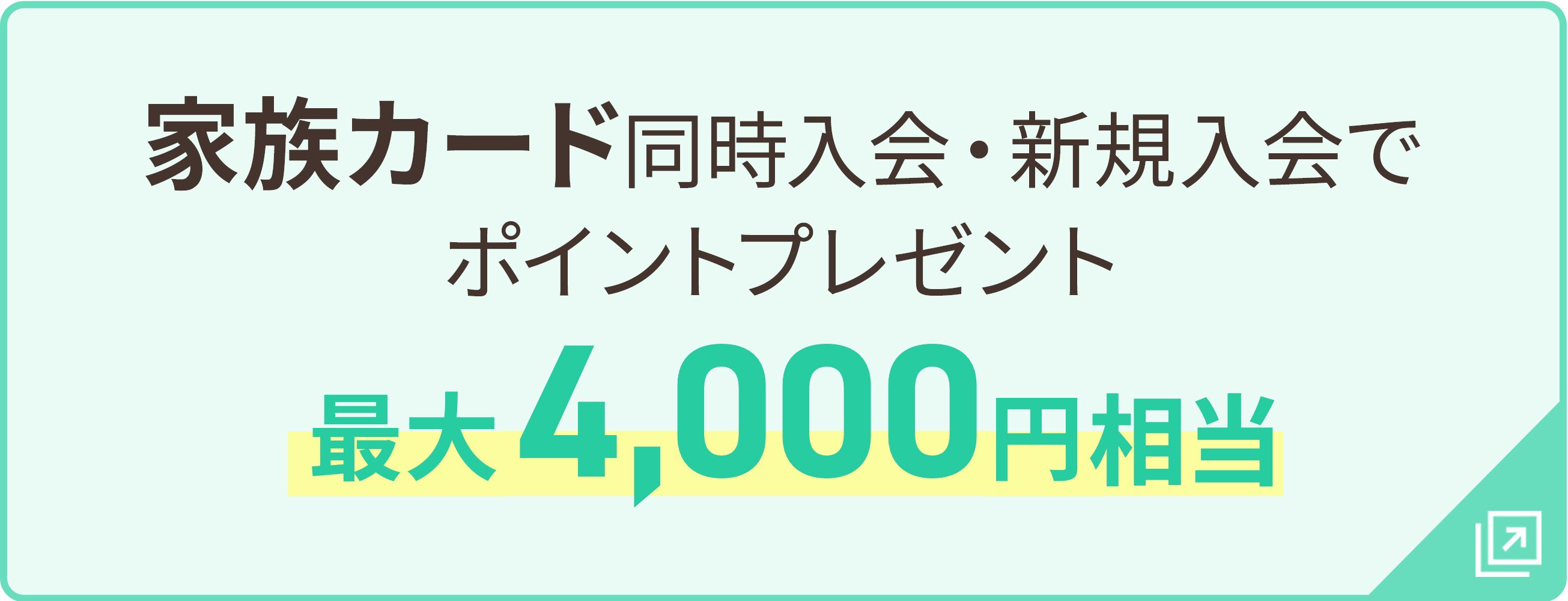 家族カード同時入会・新規入会でポイントプレゼント