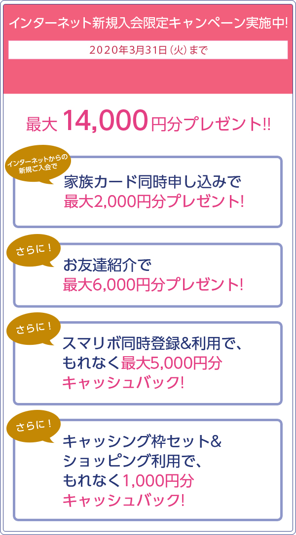 いまなら最大14,000円分プレゼント!!