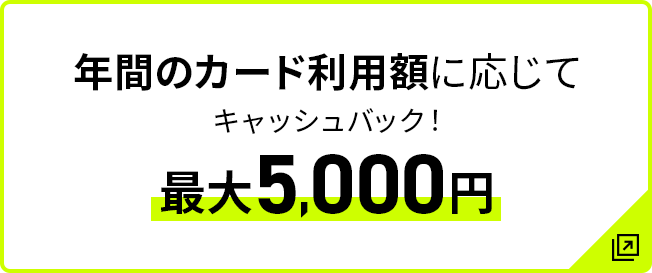 年間のカード利用額に応じてキャッシュバック！最大5,000円
