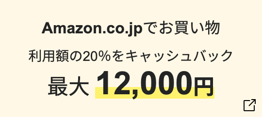 Amazon.co.jpでお買い物 利用額の20％をキャッシュバック 最大10,000円