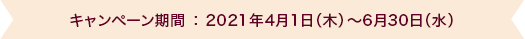 キャンペーン期間 ： 2021年4月1日（木）～6月30日（水）